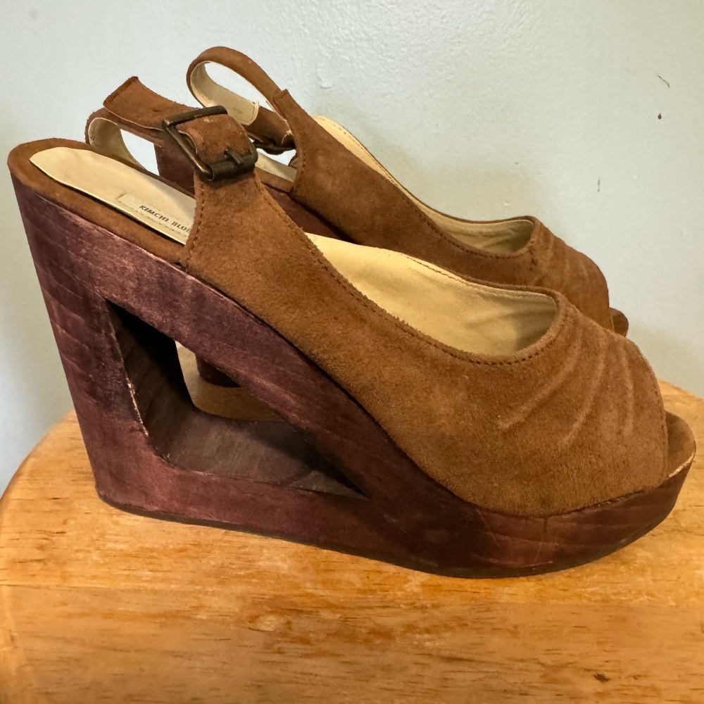Kimchi Blue Wood Heel Wedges, Size 6